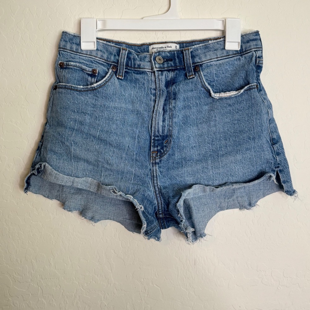Abercrombie Women Cotton Mom Shorts 29 Curve Love High Rise Fray Boho Festival